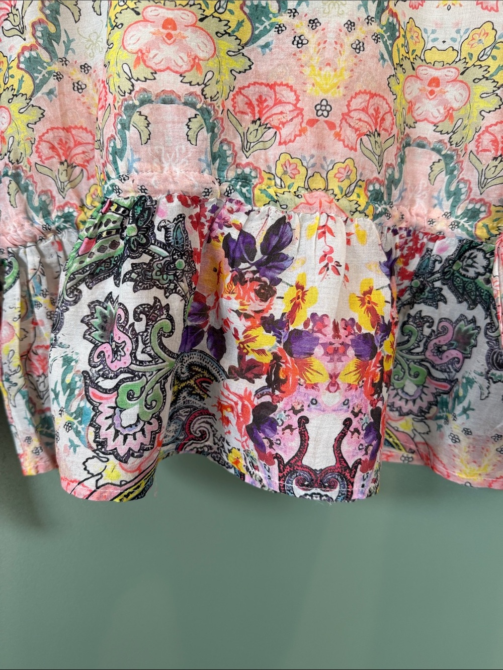 NATURAL LIFE Floral V-Neck Crop Top in Pink, Yellow, Green, Purple, Black - Picture 7 of 8